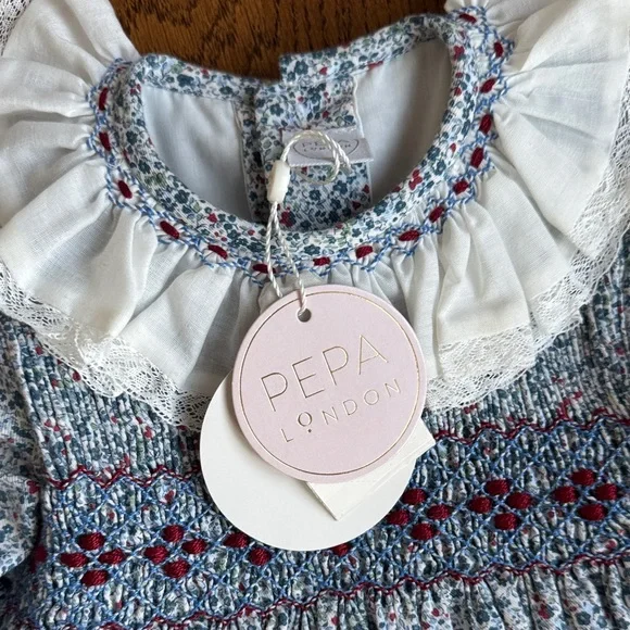 Pepa London Liberty Dress with Smocked Ruffled Collar 2 year - Picture 2 of 3